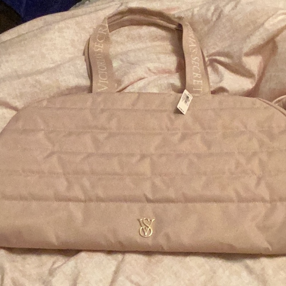 Victoria's Secret Tan Quilted Travel Bag